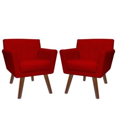 Imagem de Kit 02 Poltronas Decorativa Clinicas Iza - Dritex, Suede Vermelho