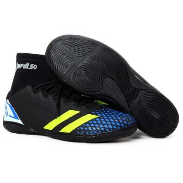 Imagem de chuteira futsal botinha cano longo adulto 36 ao 43 - impulso, Preto am