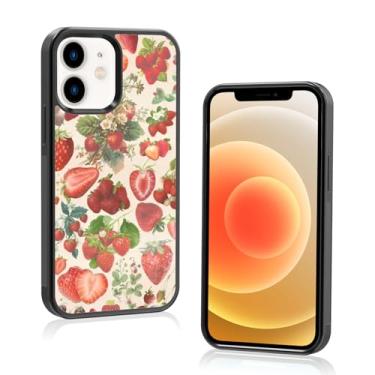 Imagem de Onemiliayears Capa de telefone fofa fruta morango: Kawaii primavera colorida retrô estética compatível com iPhone 12/13 Mini capa para mulheres e meninas (iPhone 12/13 Mini)