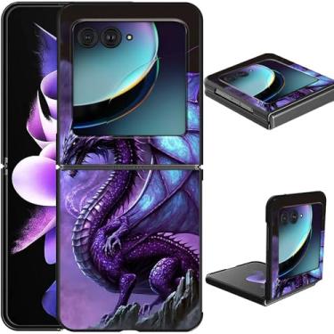 Imagem de GFRGTFHYT Capa para celular Motorola Moto Razr 2025/2024, fina, leve, rígida, com design de dragão roxo, carregamento sem fio, antiarranhões, à prova de choque, capa protetora para Moto Razr 60/50 5G