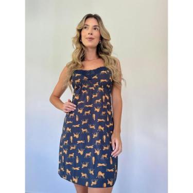 Imagem de Camisola Feminina Estampada em Microfibra com Detalhe em Renda Confort