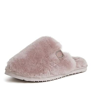 Imagem de Fireside by Dearfoams Chinelo feminino Shelly Beach Shearling Scuff, Rosa empoeirado, 9