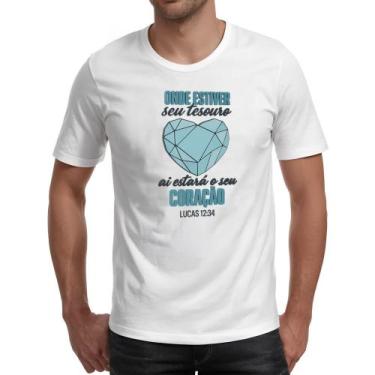 Imagem de Camiseta Unissex Gospel seu tesouro Lucas 12-34 - Alearts, EG