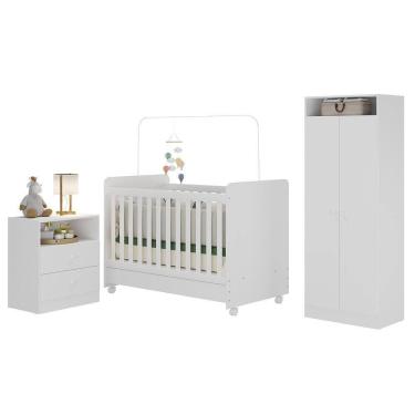Imagem de Quarto Infantil Completo Com Colchão Incluso Ariel Branco