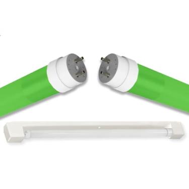Imagem de Kit Calha Sobrepor Tubular Led 1,2m Branco + Lâmpada Colorida 20w Verde