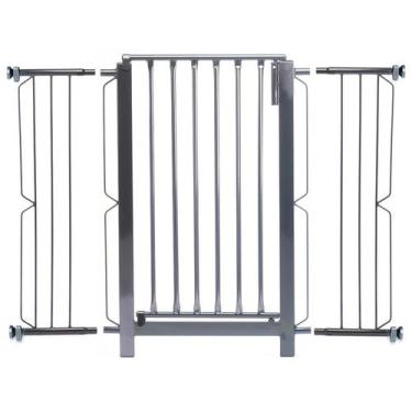 Imagem de Grade e portão para cachorro bebê pet, vãos de 96cm a 100cm - Preto - 