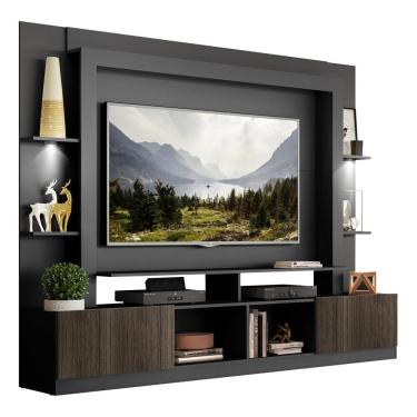 Imagem de Estante Tv 65" Com Leds Berlim Multimóveis V3392 Preta/Tenerife Preto/Tenerife