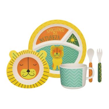 Imagem de Conjunto De Refeição Infantil 5 Peças Leãozinho Oxford