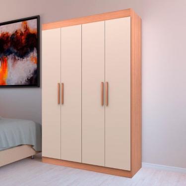 Imagem de Guarda-roupa Ville Com 4 Portas 2 Gavetas E 2 Prateleiras 134cm De Largura Bartira Avelã/cappuccino