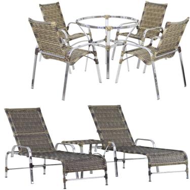 Imagem de 4 Cadeiras E Mesa 2 Espreguiçadeiras E Mesa Trama Original Capuccino