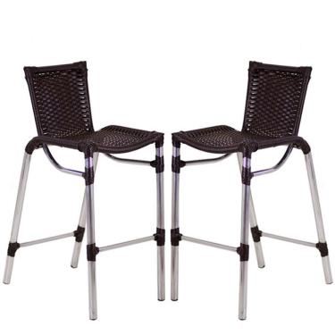 Imagem de 2 Banqueta Alumínio Fortaleza Alta Para Balcão, Cozinha Tabaco