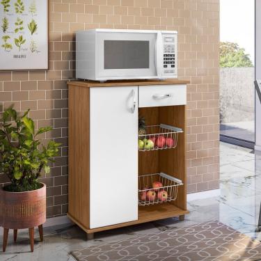 Imagem de Fruteira Multiuso 1 Porta 1 Gaveta 2 Cestas Belize Freijo Trend-branco New