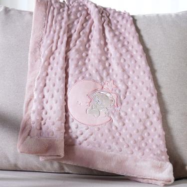 Imagem de Manta Bebê Dots Camada Dupla De Plush 100x70 Com Bordado
