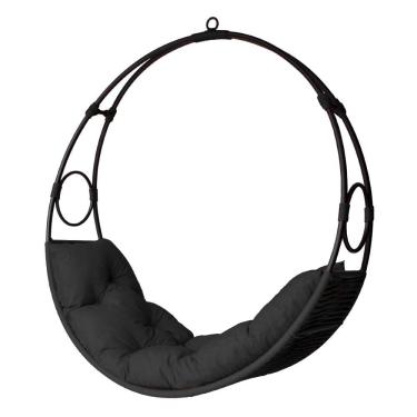 Imagem de Cadeira De Balanço Lua Suspenso Em Corda Náutica Preto/preto