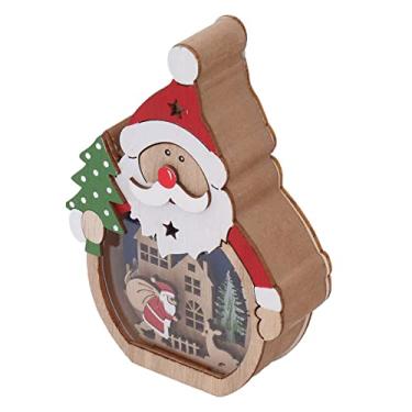 Imagem de LED LIGHT Emissor de Madeira Luminous Christmas Ornament, 200g, Feita de Madeira Compensada álamo, Luz Quente, Ideal para Várias Configurações (Papai Noel)