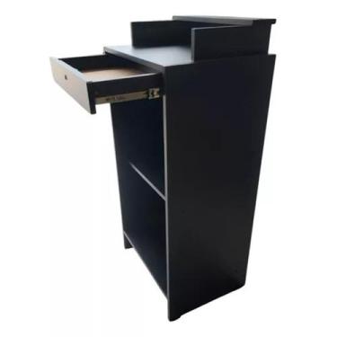 Imagem de Balcão Caixa Com Gaveta Lojas E Comércios 100% Mdf Preto Desmontado - 