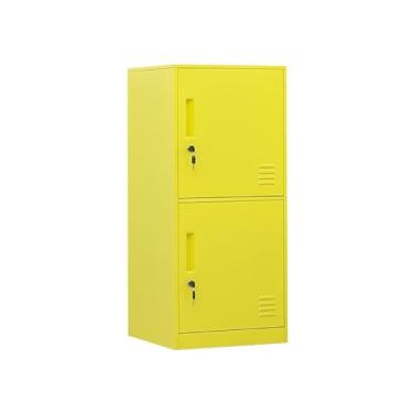 Imagem de DAYTOYS Armário Vertical De Metal Com 2 Portas Para Quarto Infantil, Sala Aula, Escritório, Casa, Aço Empilhável Brinquedos, Roupas E Equipamentos Esportivos, Dispositivo Antiqueda. (2D, Amarelo)