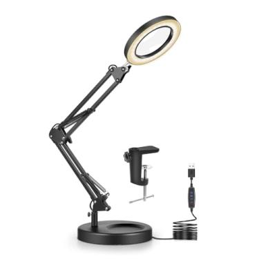 Imagem de VITOTC Lupa 10X Com Luz E Suporte, 2 Em 1, 5 Modos De Cor, Vidro Mesa Led, Mãos Livres Para Artesanato, Hobby, Leitura, Pintura, Costura, Trabalho Perto