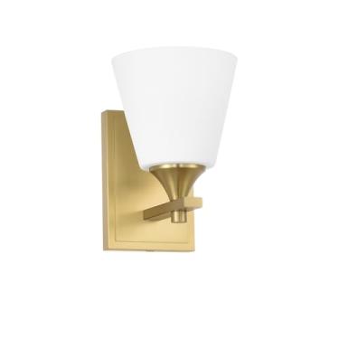 Imagem de Hanaloa Luminária De Parede Em Latão Envelhecido, Iluminação Para Arandelas Americanas, Tradicional Banheiro Com 1 E Cúpula Vidro Opala, Quarto, Sala Estar, Entrada Corredor