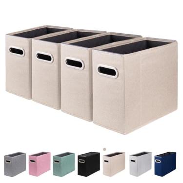 Imagem de ComfortKeeper Pacote com 4 organizadores de arquivos tamanho carta, organizador de pastas de arquivo, caixa de armazenamento de tecido, organizador de papel dobrável com alça de metal, trilhos de PVC