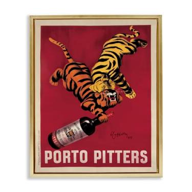 Imagem de Stupell Industries Arte de parede retrô vintage Wine & Tigers Gold Floater Canvas por Marcello Nizzoli, 17 x 21