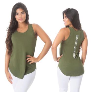 Imagem de Camiseta Regata Blusa Academia Feminina Athletic Verde Militar - Salla
