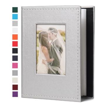 Imagem de RECUTMS Álbum De Fotos 4X6 - 52 Minicapacidades Pequenas, Capa Couro Premium, Para Viagens Férias, Aniversários Casamento Em Família (Prata)