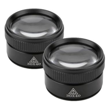 Imagem de Rongon Lupa Portátil, Pacote Com 2, Para Joias, Lente De Aumento 30X, Mini Óculos Moedas, Mapas, Antiguidades, Revistas, Eletrônicos (Preto - 2 Peças)