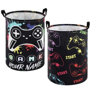Imagem de Zhehao 2 peças cesto de roupa suja para meninos cesta de armazenamento de jogos para crianças, organizador de roupas, armazenamento de brinquedos para quarto, banheiro, decoração de quarto de jogador