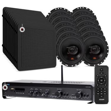 Imagem de Kit Som Ambiente Academia Salão Lojas Bluetooth Conexão Tv Usb Sd Slim