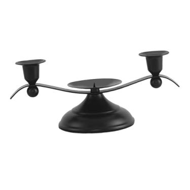 Imagem de IEUDNS Suporte de vela cônico, suporte de castiçal elegante, candelabro para lareira de hotel, aniversário, decoração, Preto