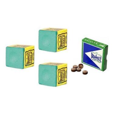 Imagem de 3 Giz Verde Triângle + 5 Sola Triângle Taco Sinuca Bilhar - Tacolandia