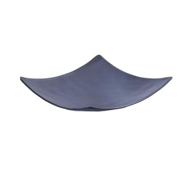 Imagem de Prato redondo simples e requintado preto antiqueda doméstico - placa de pé elevada quadrada de 25,4 cm