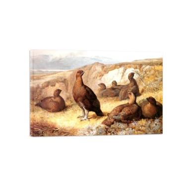 Imagem de Animais Pinturas Famosas Arte Parede-Fotos Lona para Sala de Estar-Um monte galo vermelho-Pôster e Imprimir Decoração 60x90cm24x35in Tela Embrulhada