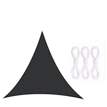 Imagem de TBATM Sun Shade Vela Impermeável ao ar Livre Jardim Pátio Partido Protetor Solar Toldo,Triângulo Sun Shade 98% Uv Bloco com Corda Livre,Velas de Sombra para Varanda,Black,5X5X5m
