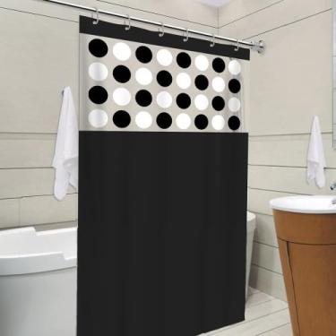 Imagem de Cortina de Box PVC Balls, Preto e Branco, 138 x 198 cm, Design Moderno, Antimofo