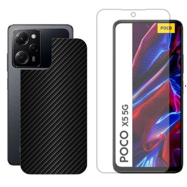Imagem de Película Hidrogel + Adesivo Fibra De Carbono Para Poco X5 Pro 5g- Preta