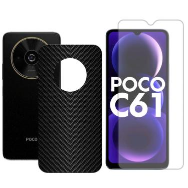 Imagem de Película Hidrogel + Adesivo Fibra De Carbono Para Xiaomi Poco C61 - Preta