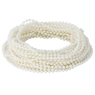 Imagem de Phefop Barragem de Pérolas de Contas, 10m de Comprimento ABS Elegante Pérolas Brancas Imitação de Cordas Decorativas para Ornamento DIY Tool DIY (4MM bege)