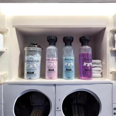 Imagem de Kit Porta Sabão Amaciante Alvejante C/Tampa Dosadora 4 Un - Plasútil Cor:Preto