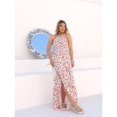 Imagem de Vestido longo frente unica com fenda cod:2049 - LALOKA, Branco, M