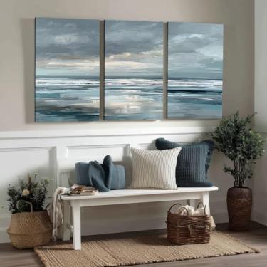 Imagem de Kit 3 Quadros Decorativos Canvas, Mar, 50x70cm, Arte Para Quarto, Sala, Corredor
