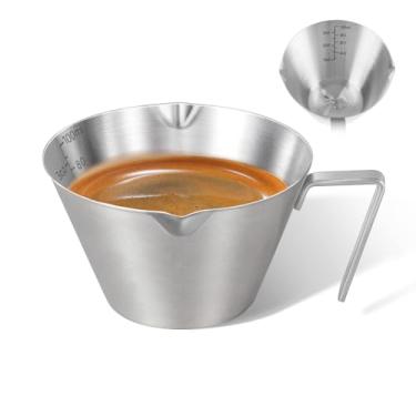 Imagem de carrottimes 1 xícara de café expresso de aço inoxidável, copo medidor de metal de bico duplo com escala dupla, copo de café expresso com alça, 100 ml