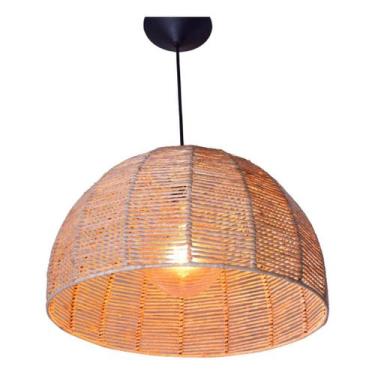 Imagem de Pendente Luminária Lustre Meia Lua Grande Palha De Milho Fibra Natural