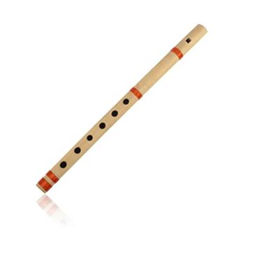 Imagem de Flauta de bambu indiano autêntico de 35,5 cm em "B" Key Fipple Woodwind Musical Instrumento Musical Bansuri Tradicional Artesanal Novidades Decorativas e Colecionáveis