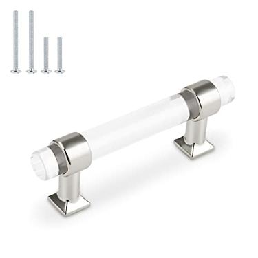 Imagem de Pacote com 10 puxadores de acrílico para armários Orger de 7,62 cm, puxadores de cristal transparente para armários de cozinha, quarto, banheiro, puxadores e puxadores