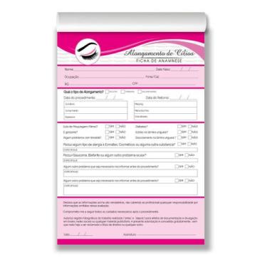 Imagem de Bloco Anamnese Cílios Extensão Alongamento Ajuda no Processo - Sonar