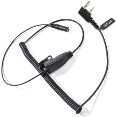 Imagem de HYS Cabo HT Push-to-Talk (PTT) UV5r Fone de ouvido de 2 pinos com adaptador de áudio de 3,5 mm - Fone de ouvido com botão PTT para rádio bidirecional Kenwood K1 e Baofeng UV-5R BF-F8HP GM-21