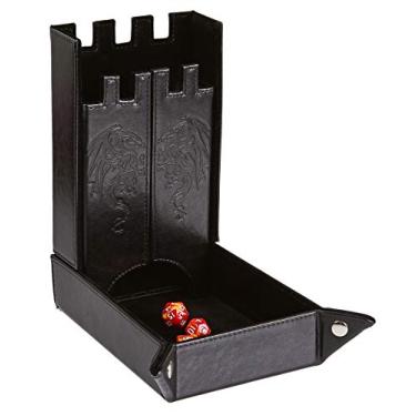 Imagem de Forged Dice Co. Bandeja dobrável de dados e torre de dados do Castelo Draco – Bandeja dobrável de dados DND e torre de bandeja para enrolar dados – perfeita para RPG Dungeons and Dragons e jogos de mesa – Preta