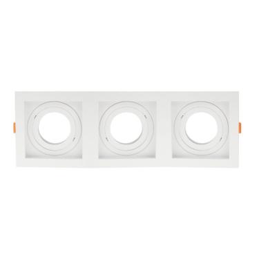 Imagem de Spot De Embutir Quadrado Recuado Triplo Par 20 Direcionável Branco